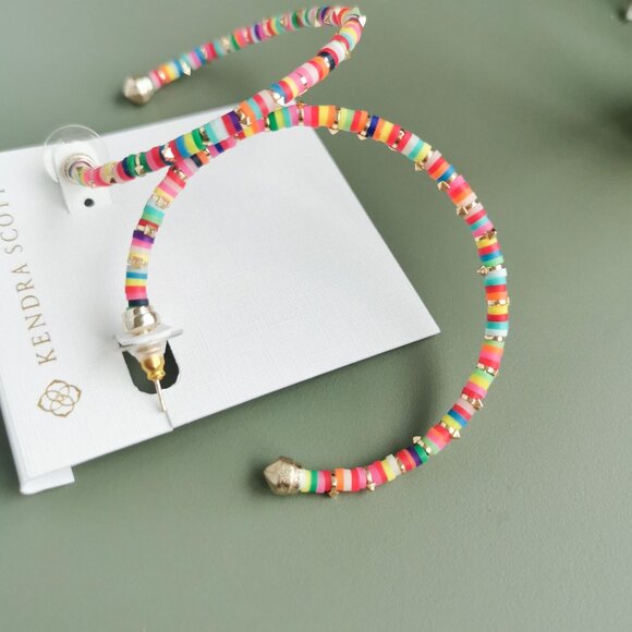 Kendra Scott Reece Gold Neon Mix Hoop Earrings. NEW - Picture 2 of 3